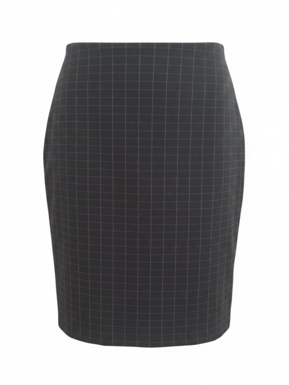 Tailored Black Grid Pencil Skirt
